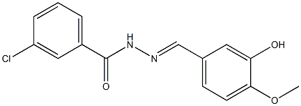 3-chloro-N'-[(E)-(3-hydroxy-4-methoxyphenyl)methylidene]benzohydrazide,,结构式