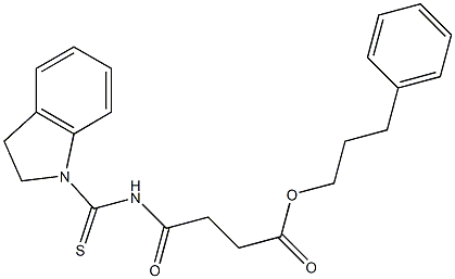 3-phenylpropyl 4-[(2,3-dihydro-1H-indol-1-ylcarbothioyl)amino]-4-oxobutanoate,,结构式