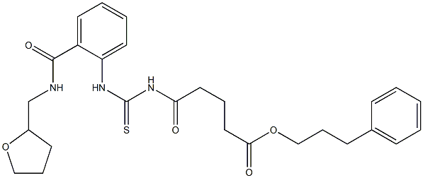 3-phenylpropyl 5-oxo-5-{[(2-{[(tetrahydro-2-furanylmethyl)amino]carbonyl}anilino)carbothioyl]amino}pentanoate Struktur