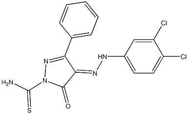  4-[(E)-2-(3,4-dichlorophenyl)hydrazono]-5-oxo-3-phenyl-4,5-dihydro-1H-pyrazole-1-carbothioamide