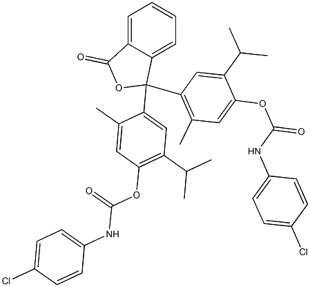 4-[1-(4-{[(4-chloroanilino)carbonyl]oxy}-5-isopropyl-2-methylphenyl)-3-oxo-1,3-dihydro-2-benzofuran-1-yl]-2-isopropyl-5-methylphenyl 4-chlorophenylcarbamate Structure