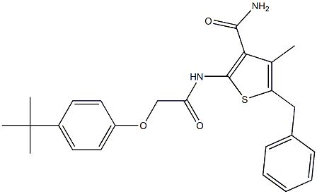 5-benzyl-2-({2-[4-(tert-butyl)phenoxy]acetyl}amino)-4-methyl-3-thiophenecarboxamide Structure