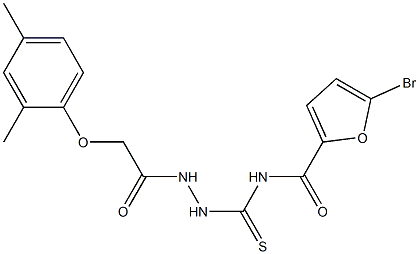 5-bromo-N-({2-[2-(2,4-dimethylphenoxy)acetyl]hydrazino}carbothioyl)-2-furamide,,结构式