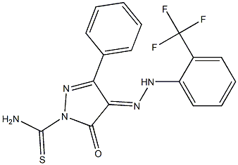5-oxo-3-phenyl-4-{(E)-2-[2-(trifluoromethyl)phenyl]hydrazono}-4,5-dihydro-1H-pyrazole-1-carbothioamide 化学構造式