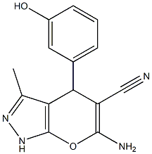 6-amino-4-(3-hydroxyphenyl)-3-methyl-1,4-dihydropyrano[2,3-c]pyrazole-5-carbonitrile 结构式