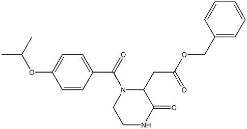 benzyl 2-[1-(4-isopropoxybenzoyl)-3-oxo-2-piperazinyl]acetate 化学構造式