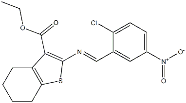 ethyl 2-{[(E)-(2-chloro-5-nitrophenyl)methylidene]amino}-4,5,6,7-tetrahydro-1-benzothiophene-3-carboxylate Structure