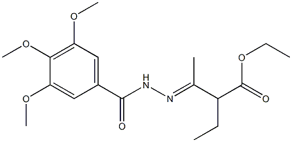 ethyl 2-ethyl-3-[(E)-2-(3,4,5-trimethoxybenzoyl)hydrazono]butanoate Struktur