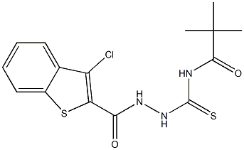 N-({2-[(3-chloro-1-benzothiophen-2-yl)carbonyl]hydrazino}carbothioyl)-2,2-dimethylpropanamide,,结构式