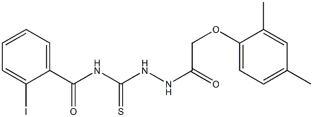 N-({2-[2-(2,4-dimethylphenoxy)acetyl]hydrazino}carbothioyl)-2-iodobenzamide Structure