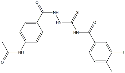 N-({2-[4-(acetylamino)benzoyl]hydrazino}carbothioyl)-3-iodo-4-methylbenzamide,,结构式