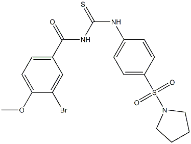 N-(3-bromo-4-methoxybenzoyl)-N'-[4-(1-pyrrolidinylsulfonyl)phenyl]thiourea Struktur