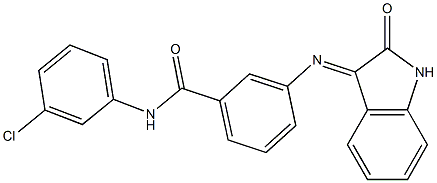 N-(3-chlorophenyl)-3-[(2-oxo-1,2-dihydro-3H-indol-3-ylidene)amino]benzamide 化学構造式