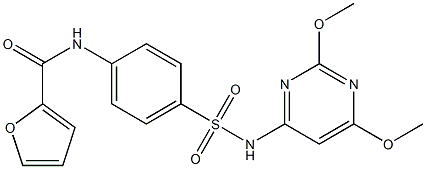 N-(4-{[(2,6-dimethoxy-4-pyrimidinyl)amino]sulfonyl}phenyl)-2-furamide Struktur