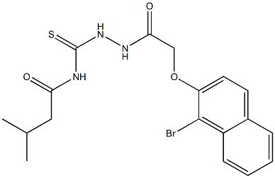 N-[(2-{2-[(1-bromo-2-naphthyl)oxy]acetyl}hydrazino)carbothioyl]-3-methylbutanamide Structure