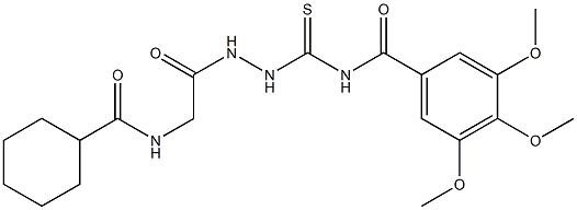 N-[(2-{2-[(cyclohexylcarbonyl)amino]acetyl}hydrazino)carbothioyl]-3,4,5-trimethoxybenzamide Structure