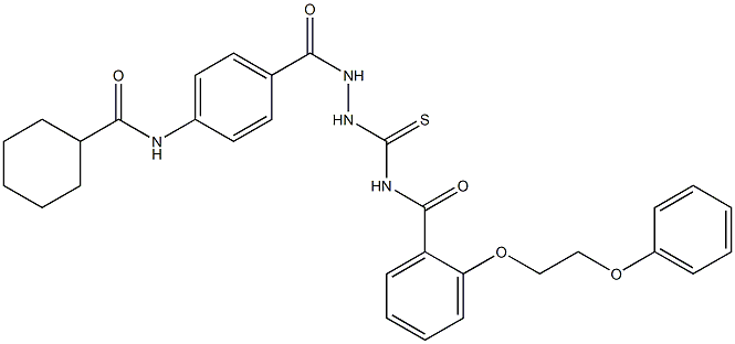 N-[(2-{4-[(cyclohexylcarbonyl)amino]benzoyl}hydrazino)carbothioyl]-2-(2-phenoxyethoxy)benzamide Structure