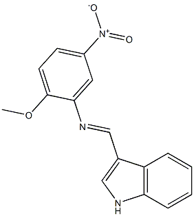 N-[(E)-1H-indol-3-ylmethylidene]-N-(2-methoxy-5-nitrophenyl)amine Structure