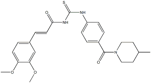 N-[(E)-3-(3,4-dimethoxyphenyl)-2-propenoyl]-N'-{4-[(4-methyl-1-piperidinyl)carbonyl]phenyl}thiourea Struktur