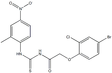 N-[2-(4-bromo-2-chlorophenoxy)acetyl]-N'-(2-methyl-4-nitrophenyl)thiourea Structure