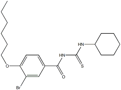 N-[3-bromo-4-(hexyloxy)benzoyl]-N'-cyclohexylthiourea Struktur