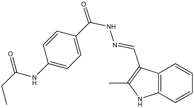 N-[4-({2-[(E)-(2-methyl-1H-indol-3-yl)methylidene]hydrazino}carbonyl)phenyl]propanamide Struktur