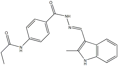 N-[4-({2-[(E)-(2-methyl-1H-indol-3-yl)methylidene]hydrazino}carbonyl)phenyl]propanamide 结构式