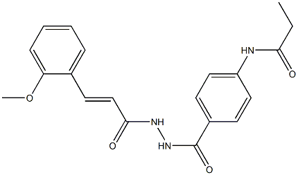 N-[4-({2-[(E)-3-(2-methoxyphenyl)-2-propenoyl]hydrazino}carbonyl)phenyl]propanamide 化学構造式