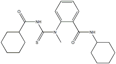 N-cyclohexyl-2-[{[(cyclohexylcarbonyl)amino]carbothioyl}(methyl)amino]benzamide Struktur