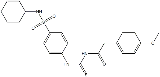 N-cyclohexyl-4-[({[2-(4-methoxyphenyl)acetyl]amino}carbothioyl)amino]benzenesulfonamide Structure