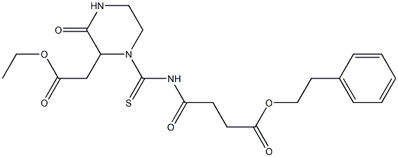 phenethyl 4-({[2-(2-ethoxy-2-oxoethyl)-3-oxo-1-piperazinyl]carbothioyl}amino)-4-oxobutanoate Structure