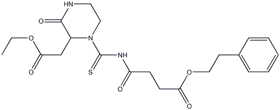 phenethyl 4-({[2-(2-ethoxy-2-oxoethyl)-3-oxo-1-piperazinyl]carbothioyl}amino)-4-oxobutanoate,,结构式