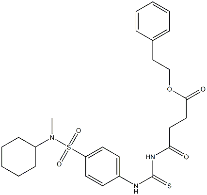 phenethyl 4-{[(4-{[cyclohexyl(methyl)amino]sulfonyl}anilino)carbothioyl]amino}-4-oxobutanoate 结构式