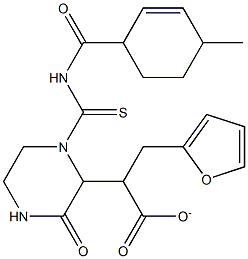 tetrahydro-2-furanylmethyl 2-(1-{[(4-methylbenzoyl)amino]carbothioyl}-3-oxo-2-piperazinyl)acetate Struktur