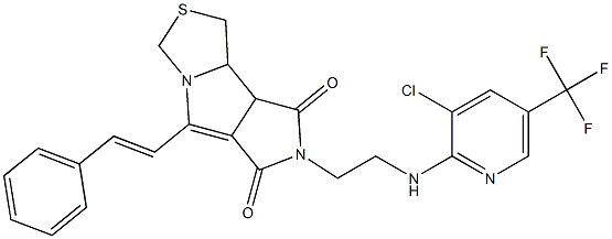 7-(2-{[3-chloro-5-(trifluoromethyl)-2-pyridinyl]amino}ethyl)-5-[(E)-2-phenylethenyl]tetrahydropyrrolo[3',4':3,4]pyrrolo[1,2-c][1,3]thiazole-6,8(1H,7H)-dione
