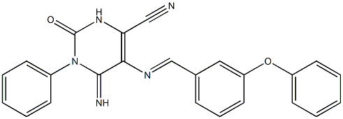 6-imino-2-oxo-5-{[(E)-(3-phenoxyphenyl)methylidene]amino}-1-phenyl-1,2,3,6-tetrahydro-4-pyrimidinecarbonitrile