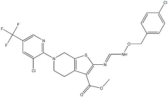 methyl 2-[({[(4-chlorobenzyl)oxy]amino}methylene)amino]-6-[3-chloro-5-(trifluoromethyl)-2-pyridinyl]-4,5,6,7-tetrahydrothieno[2,3-c]pyridine-3-carboxylate Structure