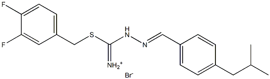 [(3,4-difluorobenzyl)sulfanyl]{2-[(E)-(4-isobutylphenyl)methylidene]hydrazino}methaniminium bromide Structure