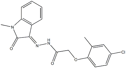 2-(4-chloro-2-methylphenoxy)-N'-(1-methyl-2-oxo-1,2-dihydro-3H-indol-3-yliden)acetohydrazide 化学構造式