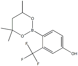 3-(Trifluoromethyl)-4-(4,4,6-trimethyl-1,3,2-dioxaborinan-2-yl)phenol,,结构式