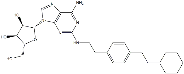 2-[2-[4-(2-シクロヘキシルエチル)フェニル]エチルアミノ]アデノシン 化学構造式