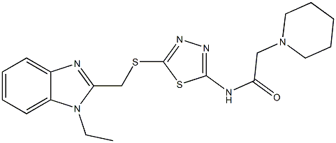 N-[2-[(1-Ethyl-1H-benzimidazol-2-yl)methylthio]-1,3,4-thiadiazol-5-yl]-2-piperidinoacetamide Struktur