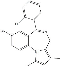 1,3-Dimethyl-8-chloro-6-(2-chlorophenyl)-4H-pyrrolo[1,2-a][1,4]benzodiazepine 结构式