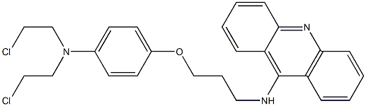 N-[3-[[4-[ビス(2-クロロエチル)アミノ]フェニル]オキシ]プロピル]-9-アクリジンアミン 化学構造式