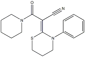 2-[(ピペリジノカルボニル)(シアノ)メチレン]-3-フェニル-3,4,5,6-テトラヒドロ-2H-1,3-チアジン 化学構造式