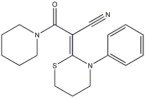 2-[(Piperidinocarbonyl)(cyano)methylene]-3-phenyl-3,4,5,6-tetrahydro-2H-1,3-thiazine 结构式