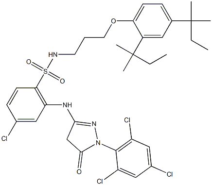1-(2,4,6-Trichlorophenyl)-3-[3-chloro-6-[3-(2,4-di-tert-pentylphenoxy)propylsulfamoyl]anilino]-5(4H)-pyrazolone,,结构式