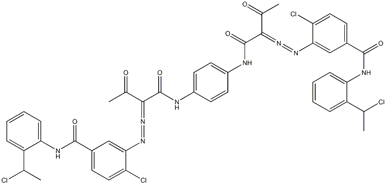3,3'-[1,4-フェニレンビス[イミノカルボニル(アセチルメチレン)アゾ]]ビス[N-[2-(1-クロロエチル)フェニル]-4-クロロベンズアミド] 化学構造式