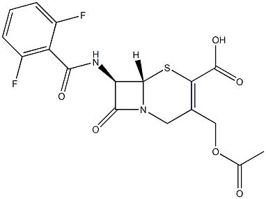 (7R)-7-[(2,6-Difluorobenzoyl)amino]-3-(acetoxymethyl)cepham-3-ene-4-carboxylic acid,,结构式