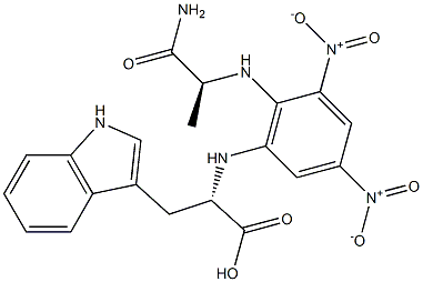 (S)-2-[[6-[[(S)-1-Carboxy-2-(1H-indol-3-yl)ethyl]amino]-2,4-dinitrophenyl]amino]propanamide Struktur